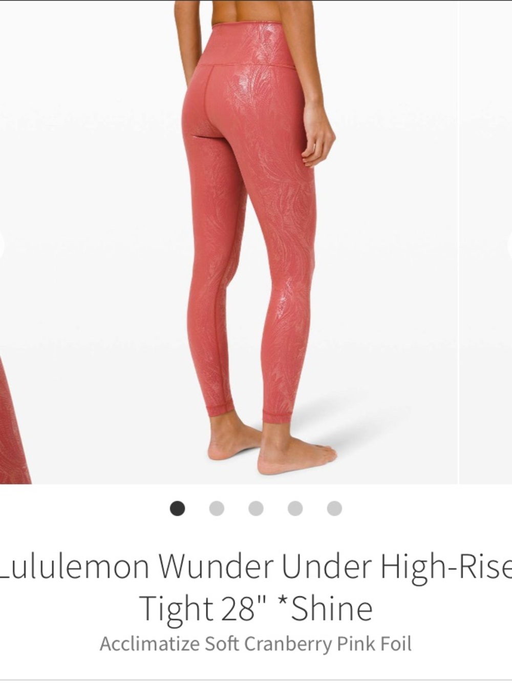 Lululemon Wunder Under Shine Leggings, Sz 8
28 in, Good Condition